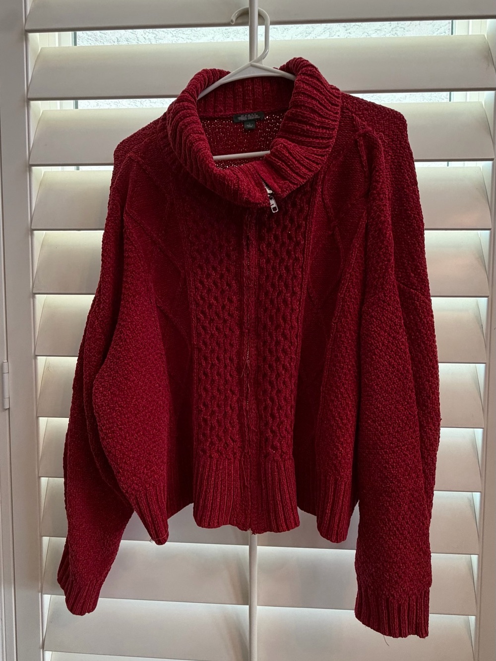 wild fable Red Cable-Knit Zip Turtleneck Sweater